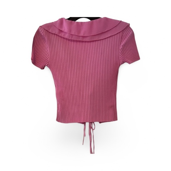 Zara pink ruffle crop top Small - Picture 3 of 8